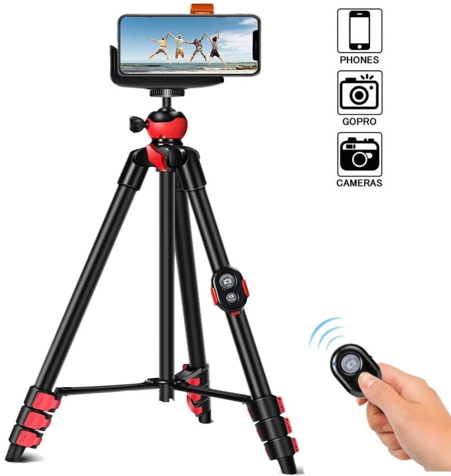 Compatible with Smartphones Cameras and LED Ring Light ZOMEi Smartphone Tripod Adjustable Phone Stand Aluminum Camera Travel Tripod with Ball Head and Phone Holder for Photography YouTube Videos