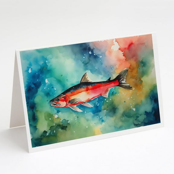 Salmon Greeting Cards Pack of 8 7 in x 5 in