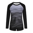 thumbnail image 5 of Women Two Piece Rash Guard Long Sleeve Swimsuits UV UPF 50+ Swim Shirt Bathing Suit with Boyshort Bottom Built in Bra Quick Dry Breathable Swimwear 2026 Summer Beach Vacation Outfits, 5 of 7