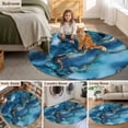 thumbnail image 5 of Round Rugs 3.3Ft, Navy Blue Marble Round Area Rug Washable Indoor Throw Carpet, Ink Painting Modern Abstract Yellow Soft Non Slip Circle Rug for Laundry Room Patio Home Decor Aesthetic, 5 of 8