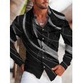 thumbnail image 1 of Camisa estampada de manga larga para hombre, con solapa lineal, para exteriores, calle, manga larga, moda, a rayas, para fiestas, con botones, 1 of 6