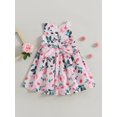 thumbnail image 4 of Kids Girls Summer A-line Dress Little Girls Sleeveless Princess Dress Casual Floral Print One Piece Dress for Beach Party1-6T, 4 of 8