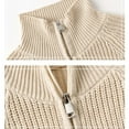 thumbnail image 7 of Kids Zip Front Sweater Girls Boys Ribbed Full Zipper Knit Cardigan Sweaters Soft Cotton Collared Jackets Beige, 11 Y, 7 of 7