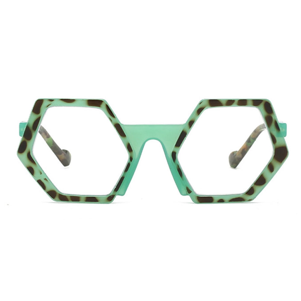 4 Pairs of Polygon Blue Light Blocking Reading Glasses 1.50 Oversized Green Tortoiseshell Presbyopic Glasses Stylish Candy Color Spring Hinge Readers +1.50