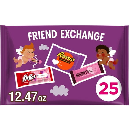 HERSHEY'S, KIT KAT® and REESE'S Assorted Chocolate Snack Size, Kids Valentine's Day Candy Classroom Bag, 12.47 oz (25 Pieces)