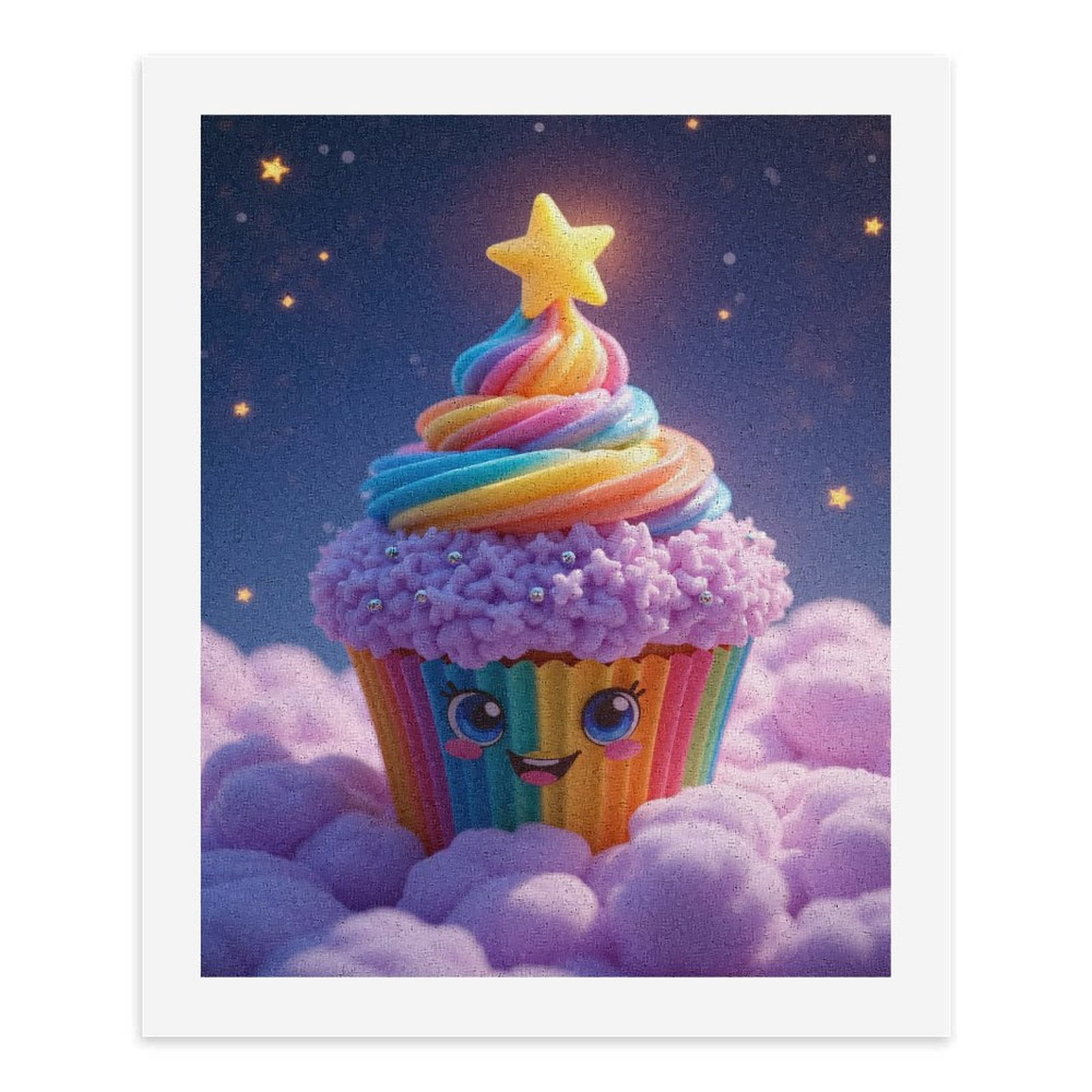 Paint By Numbers Kit for Adults Beginner - DIY Smiling Rainbow Cupcake Night Sky Canvas Painting Kits for Adults, Frameless Paint By Number for Adults for Home Wall Decor 16x20 Inch