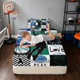 thumbnail image 5 of Manfei Boys Basketball Twin Sheets, Sport Checkered Bedding, Navy Green 3pcs(1 Flat Sheet, 1 Fitted Sheet and 1 Pillowcase), 5 of 6