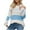 Sky Blue, variant on Fesfesfes Women Sweater Long Sleeves Color Matching Round Neck Loose Pullover Stripe Tops Blouse Knitted Sweater