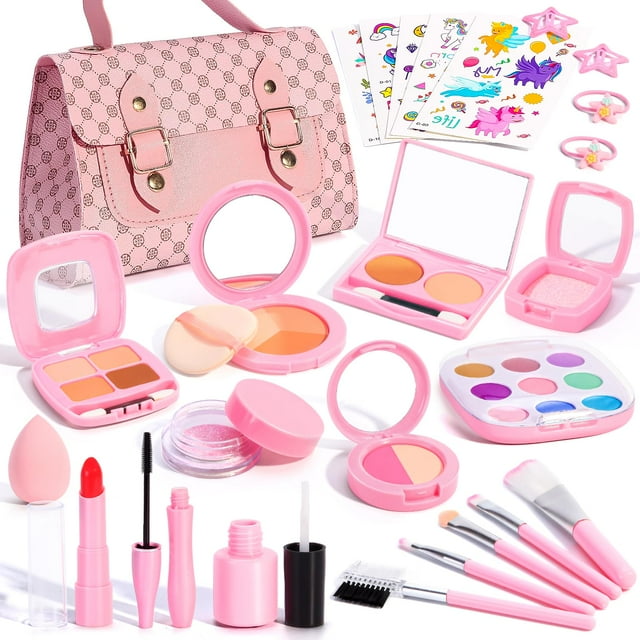 Set de maquillaje para niños de 3 a 8 años con maquillaje simulado y bolso