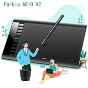 Parblo A610 V2 Digital Drawing Tablet, 10 x 6 inches, 8192 Levels, 266RPS, 5080LPI, Compatible with Windows and Mac OS