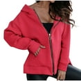 thumbnail image 5 of UAMVSH Womens Full Zip up Hoodies Oversized Long Sleeve Sweatshirts Fall Fashionable tee tops Casual Winter Jackets with Pockets(X-Large,Red), 5 of 7
