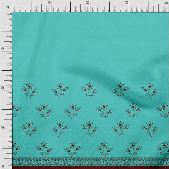 Soimoi Modal Satin Fabric Artistic Leaves & Flower Panel Printed Craft Fabric by The Yard 42 Inch Wide