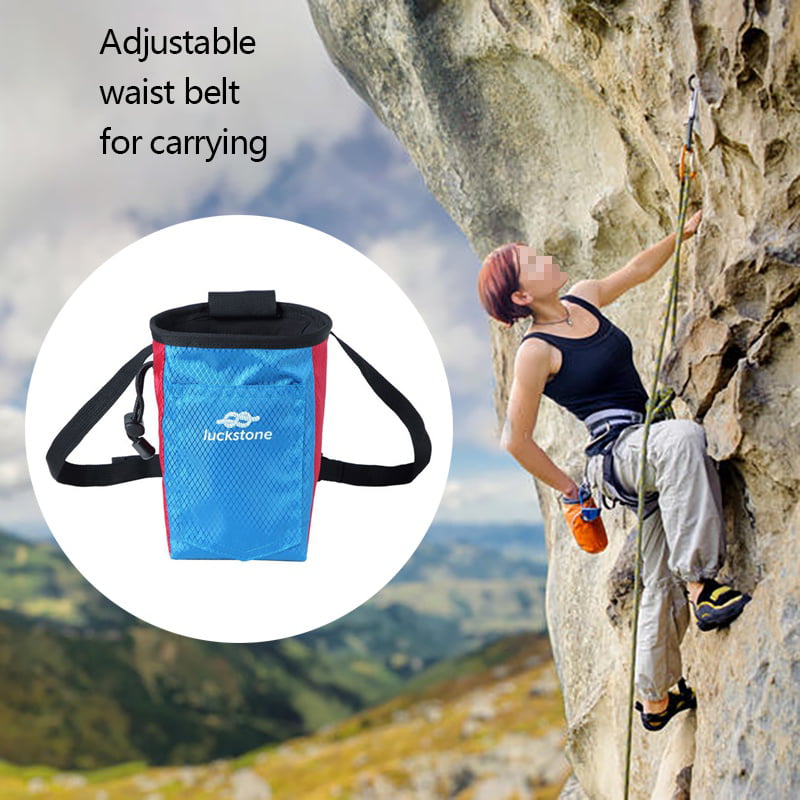 Gym Rock Climbing Chalk Bag Chalk Pouch Container with Front Zippered Pockets 