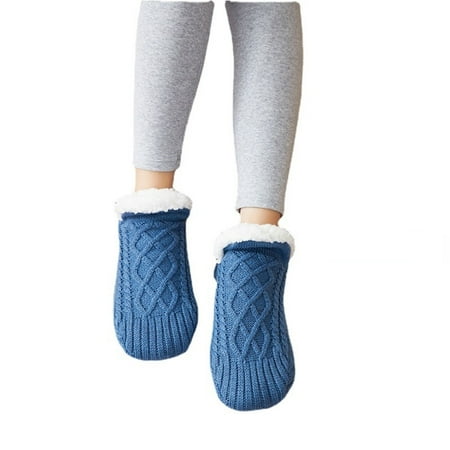 

HGWXX7 Indoor Floor Non-Slip Thermal Socks Woven And Velvet Indoor Socks Slippers Thermal Slipper Socks For Women