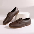thumbnail image 5 of Shrysg Women's Round Toe Jazz Shoes Casual Ballroom Faux Leather Flats Brown, 5 of 9