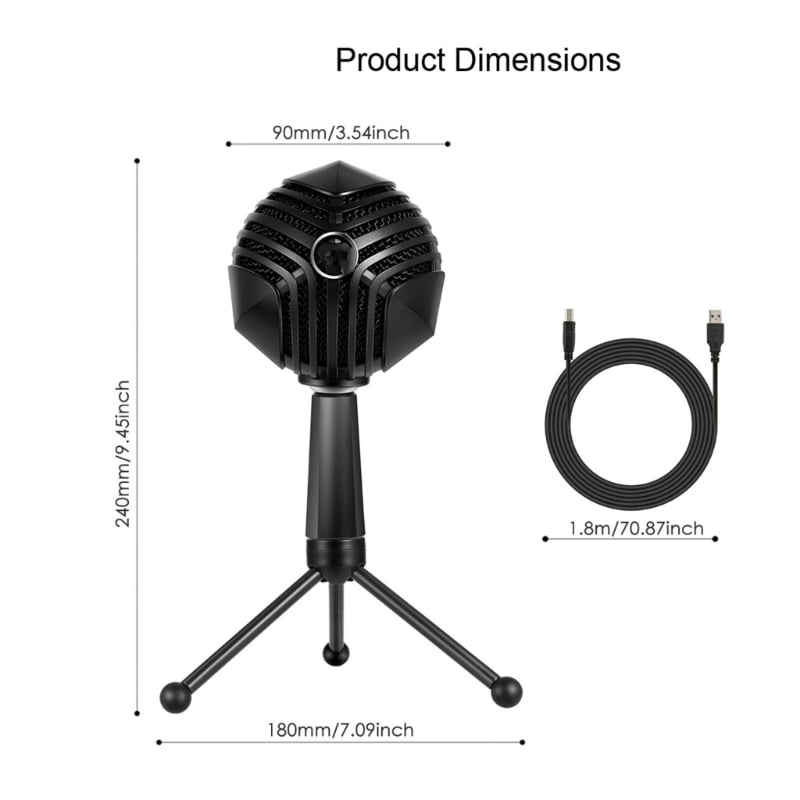 Portable USB Computer Microphone Desktop, PC, Laptop Microphone for Podcasting Condenser Microphone for Video Conference