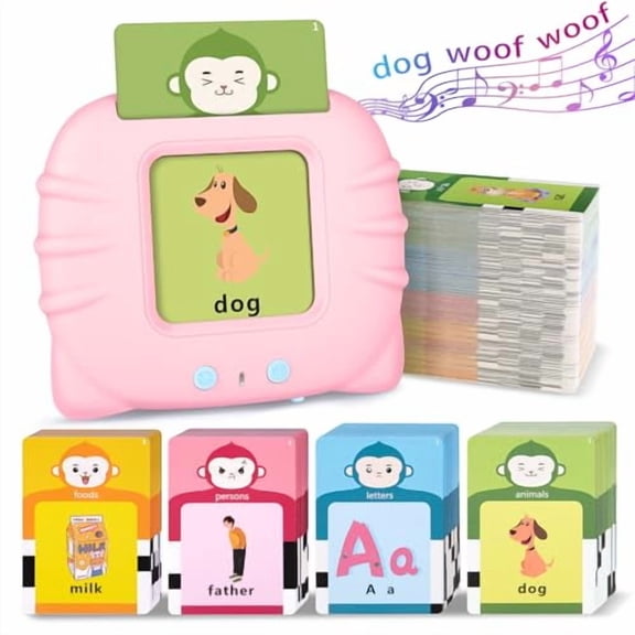 Toddler Girl Toys Talking Flash Cards,296 Sight Words Speech Therapy Autism Learning,Montessori Educational Toys 1 2 3 4 5 Years,Gifts for Girls with Clear Sound & Thick Cards