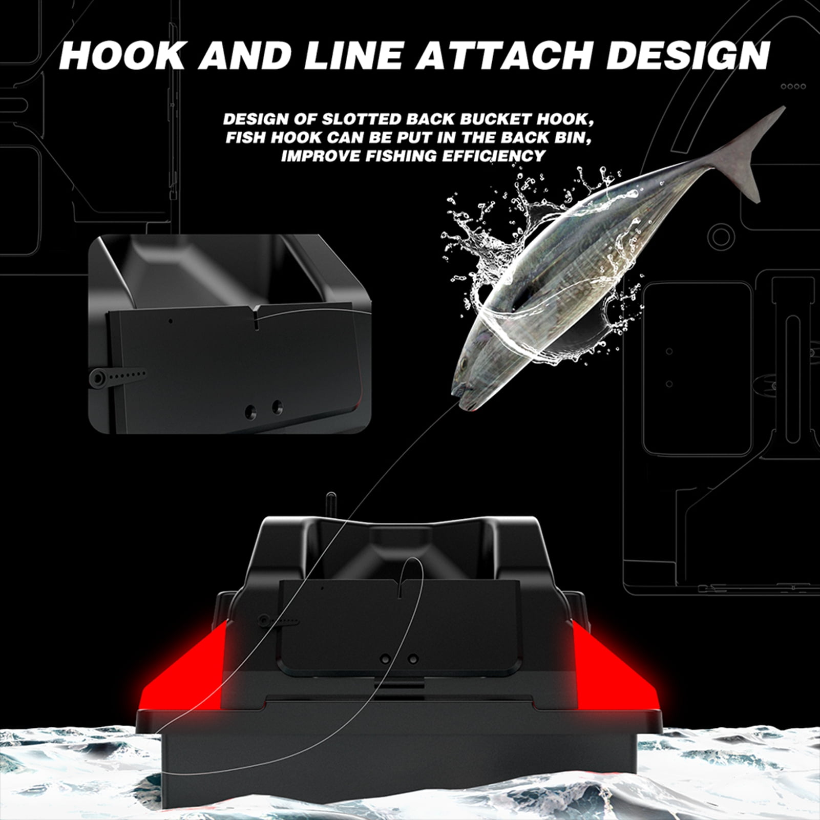 Light GPS Fishing Bait Boat 500m Remote Control Bait Boat Dual Motor Fish Finder 2KG Loading Support Automatic Cruise/Return/Route Correction With Night Light Turn Signal For