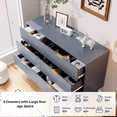 thumbnail image 4 of RichYa Dresser for Bedroom with 6 Drawers,Fluted Dresser with Metal Handle,Chest of Drawers & TV Stand,Closet Storage Organizer for Living Room, Kids Room（Gray）, 4 of 9