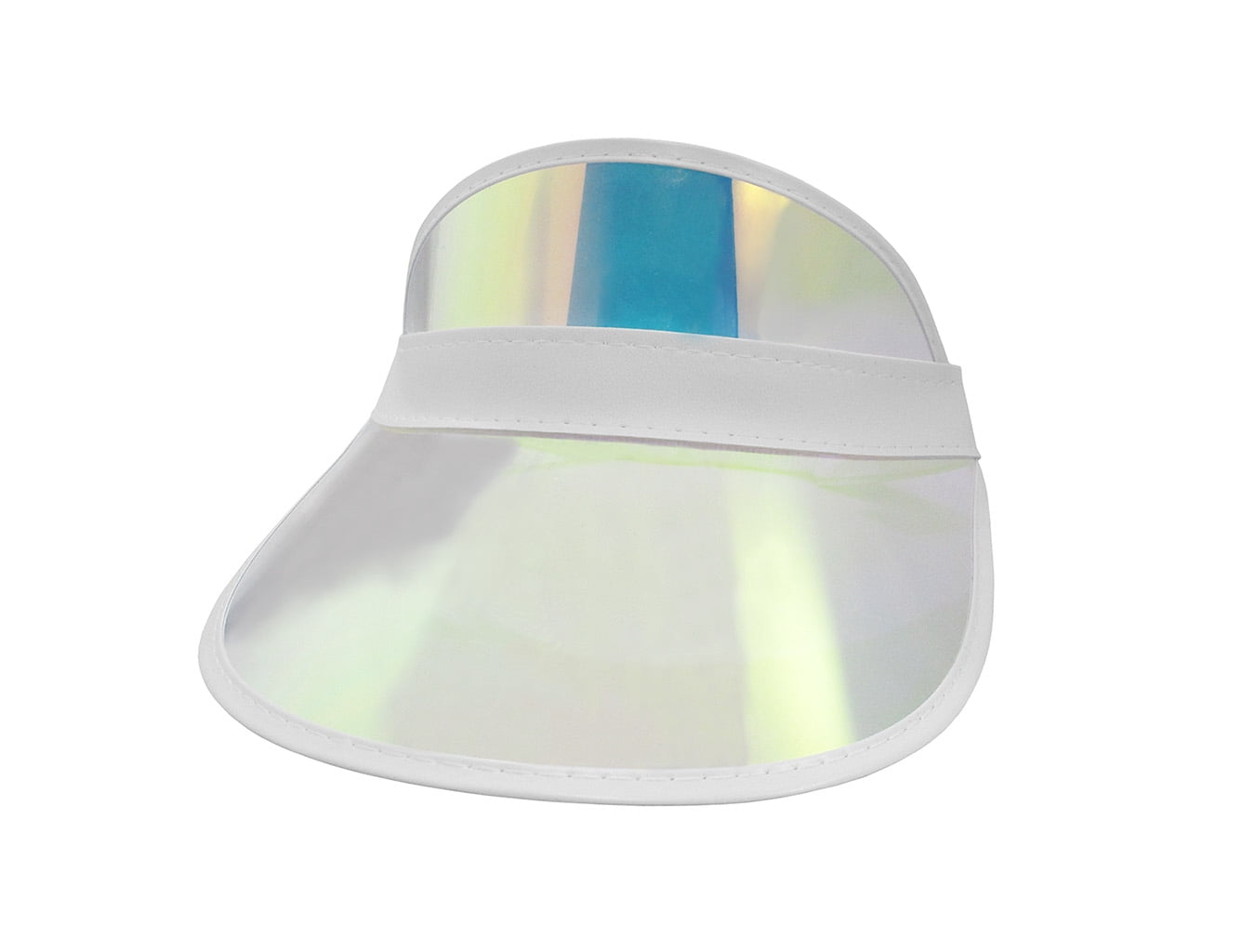 2 Pack Clip-on Sun Visor Hats Clear Iridescent Outdoor Sport Caps Nicky Bigs Novelties Clear Colored Plastic Sun Visors Hat  main image 3