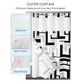 thumbnail image 3 of No Hook Cloth Fabric Shower Curtain with Snap in Liner, Modern Geometric Black Waterproof Shower Curtains Set with See Through Top Window, Abstract Minimalist Artwork Lines Bath Curtains 72"x84", 3 of 9
