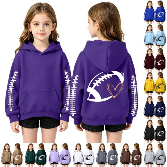 WhouRiu Girls Fashion Graphic Hoodies Kids Casual Long Sleeve Hooded Pullover Autumn Winter Cute Cozy Sweatshirts With Pockets,12-13 Years