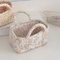 thumbnail image 3 of Yucurem Boho Fabric Storage Basket with Handles, Portable Quilted Baskets for Storages, Foldable Floral Laundry Organizer Bin for Home Picnic Shopping Travel, 8.86"x4.92"x4.92", 3 of 6