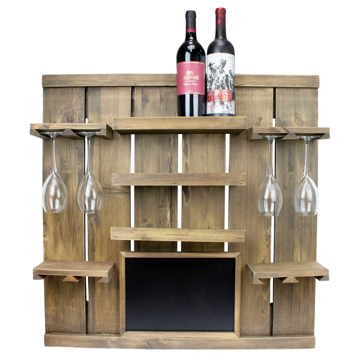 Atterstone Chalkboard Wine Rack Shelf, Wall Mounted, Wooden Wine Rack Shelf, Comes with 3