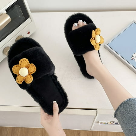 

Cathalem Women s Indoor Outdoor Slippers Womens Winter Slippers Indoor Home Cute Flower Animal Lightweight S for Women Slippers Black 8