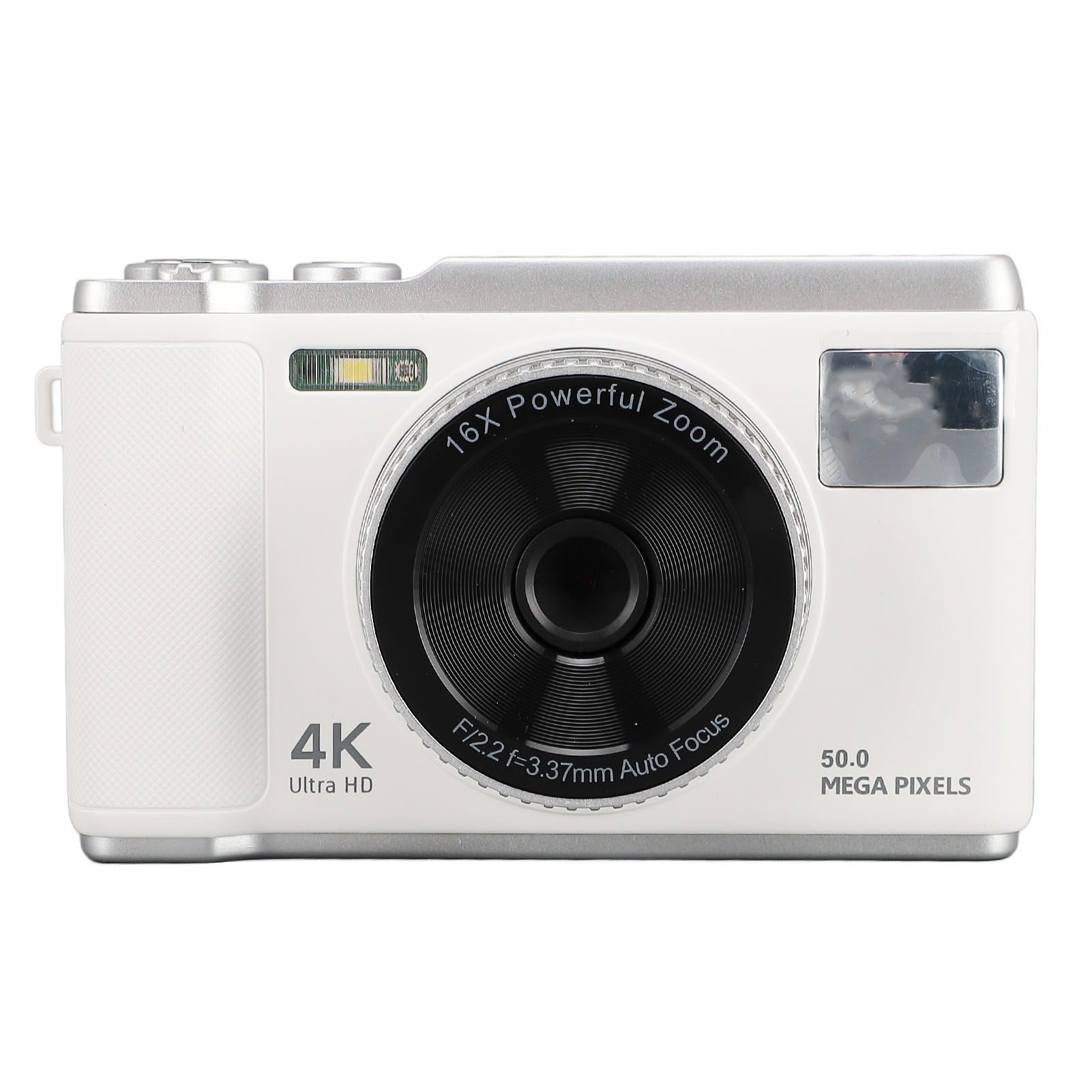 Riousery 4K Digital Camera 50MP 2.8inch Screen Autofocus Vlogging Camera with 16X Digital Zoom Flash Anti Shake for Teens Adult Beginner White