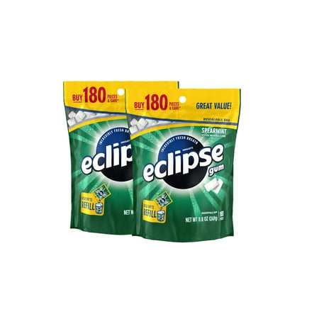 (2 Pack) Eclipse, Sugar Free Spearmint Chewing Gum, 180