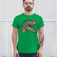 thumbnail image 3 of Tee Hunt Colorful Raptor T-Shirt Dean Russo Neon Dinosaur Pattern Men's Tee, Green, X-Large, 3 of 5
