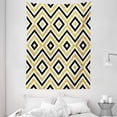 thumbnail image 1 of Gold and White Tapestry, Ethnic Motif Zig Zag Rectangular Lines Modern Design Art Print, Wall Hanging for Bedroom Living Room Dorm Decor, 60W X 80L Inches, White Black and Yellow, by Ambesonne, 1 of 2