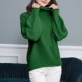thumbnail image 5 of Lovskoo Sweaters for Women Long Sleeve Solid Color Crewneck Mock Neck Pullover Knit Jumper Tops Casual Sweater Green, 5 of 5
