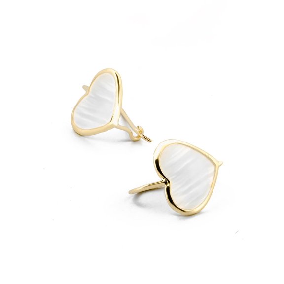 Aretes Corazón Abulón Oro Sólido 10k