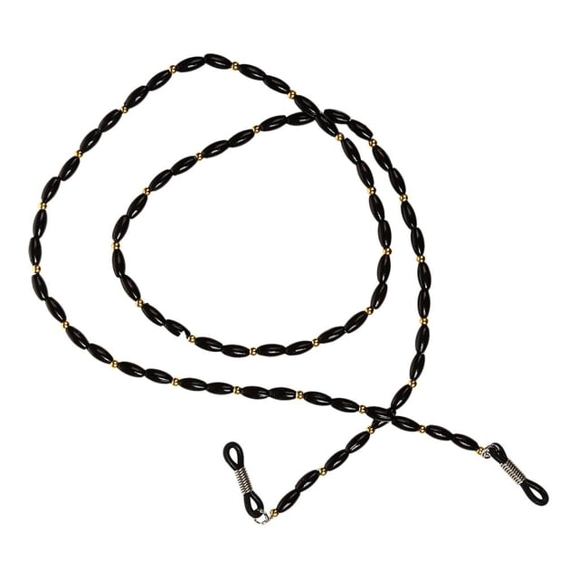 Chaîne Tour de Cou Noire Perlée pour Lunettes de Soleil Lunettes