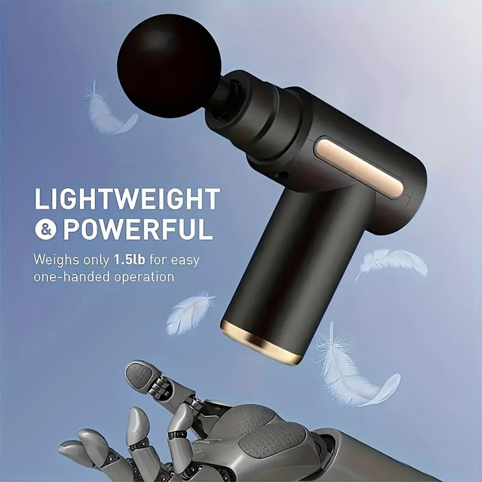 Massage Gun with 6 Interchangeable Heads for Body, Deep Tissue Muscle Massager in Black