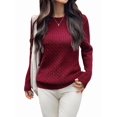 thumbnail image 3 of Women Casual Trendy Classic Pullover Sweaters Fall Outfits Wine Red S, 3 of 8