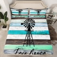 thumbnail image 2 of Homewish Retro Lake House Bed Sheets for Adult, Blue Green Rustic Cabin King Sheets, Plant Botanical Sheet Set, Luxury Bedroom Decor, 4-Piece, 2 of 7