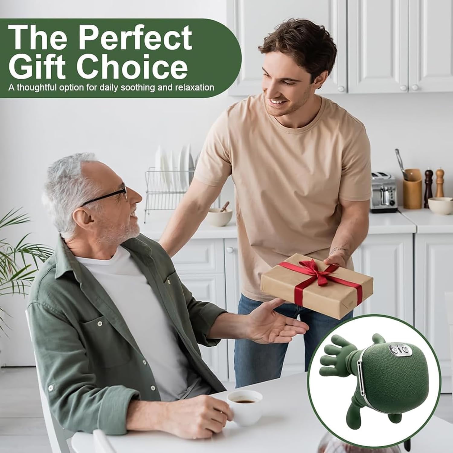 Neck Massager with Fingers - Bionic Heated Massager,Wireless Portable Electric Shiatsu 4D Kneading Massage, Simulated Human Hand Design(Green)