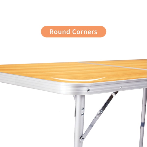 Alvantor 3 ft Portable Folding Camping Table with Handle, Wood Top