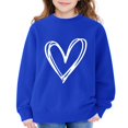 thumbnail image 2 of GiLiling Girls Preppy Heart Sweatshirt, Cute Oversized Pullover, Kids Valentine's Day Graphic Crewneck Athletic Sweater with Pocket (Blue, 7-8 Years), 2 of 5