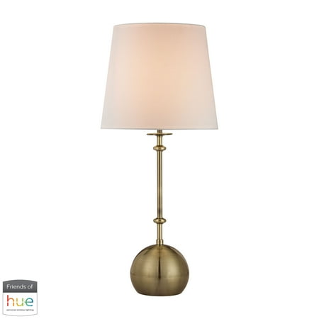 - Orb Base Table Lamp in Antique Brass - with Philips Hue LED Bulb/Bridge