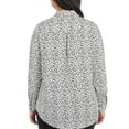 thumbnail image 2 of Dalia Women's Button Down Shirt Top (Off White & Black Print, Large), 2 of 3