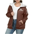 thumbnail image 2 of Elvqul Thick Jacket for Women Hooded Outerwear Long Sleeve Fleece Sweaters Womens Coat Plus Size, 2 of 5