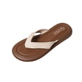 thumbnail image 3 of Women's Pearl Decor Thong Flip Flops Solid Color Round Open Toe Flat Sandals Soft Cushioned Sole Lightweight Non Slip Summer Beach Casual Outdoor Slides, 3 of 10