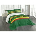 thumbnail image 3 of Ambesonne Jamaican Quilted Bedspread Set 3 Pcs, Reggae Themed Hat, King Size, Green Multicolor, 3 of 5