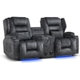 thumbnail image 2 of IPKIG Power Recliner Loveseat with Console, Gray Velvet Dual Wall Hugger Sofa with Bluetooth Speaker and LED, 2 of 9