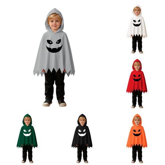 RMGVDSD Toddler Kids Baby Boys Clothes Halloween Ghost Poncho Cape Hooded Top Long Pants 2Pcs Holiday Party Fancy Dress Up Outfit School Daily Wear