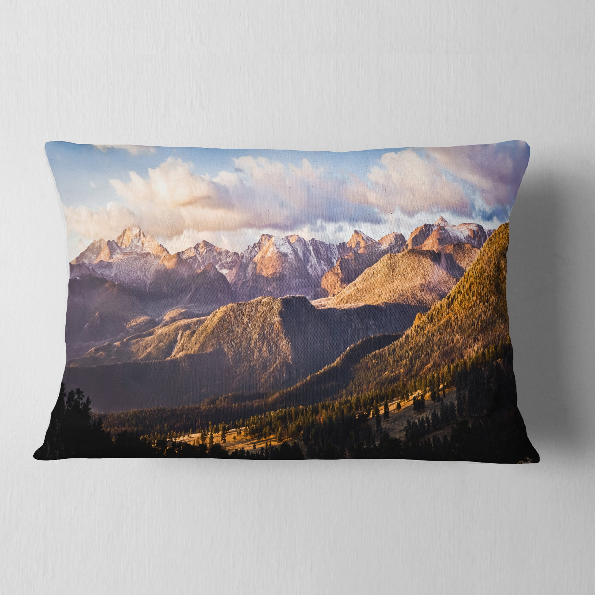Designart Clouds over Long s Peak Landscape - Throw Pillow - 12x20